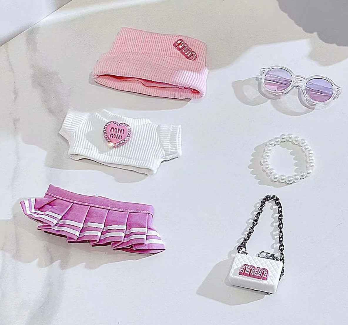 Pink Mui Mui Pleated Skirt Outfit