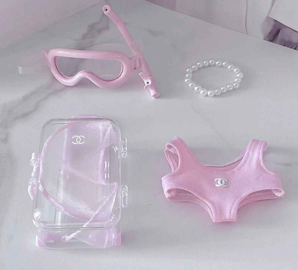 Pink Chanel Swim Outfit