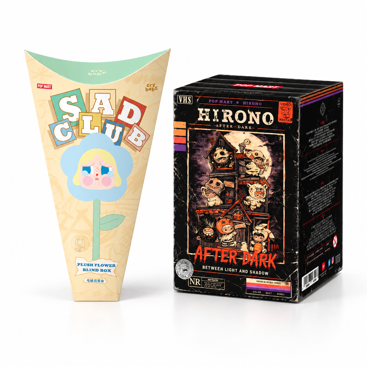 CRYBABY Sad Club and HIRONO After Dark duo studio packshot on white