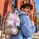 Labubu Big Into Energy + Labubu Pin for Love A–M Duo – 2 Blind Boxes — street lifestyle with the two collectibles at human scale